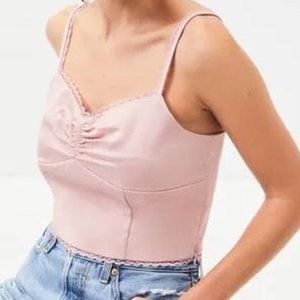 Lottie Moss Pink Crop silk tank top